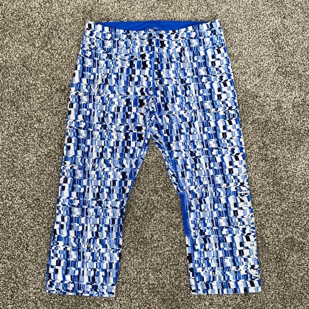 Calvin Klein Performance Wicking Leggings in Blue/White/Black